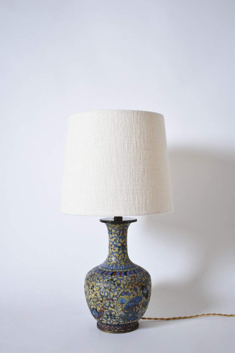 Paire de cloisonnés à fond jaune, XIXe siècle.-photo-4