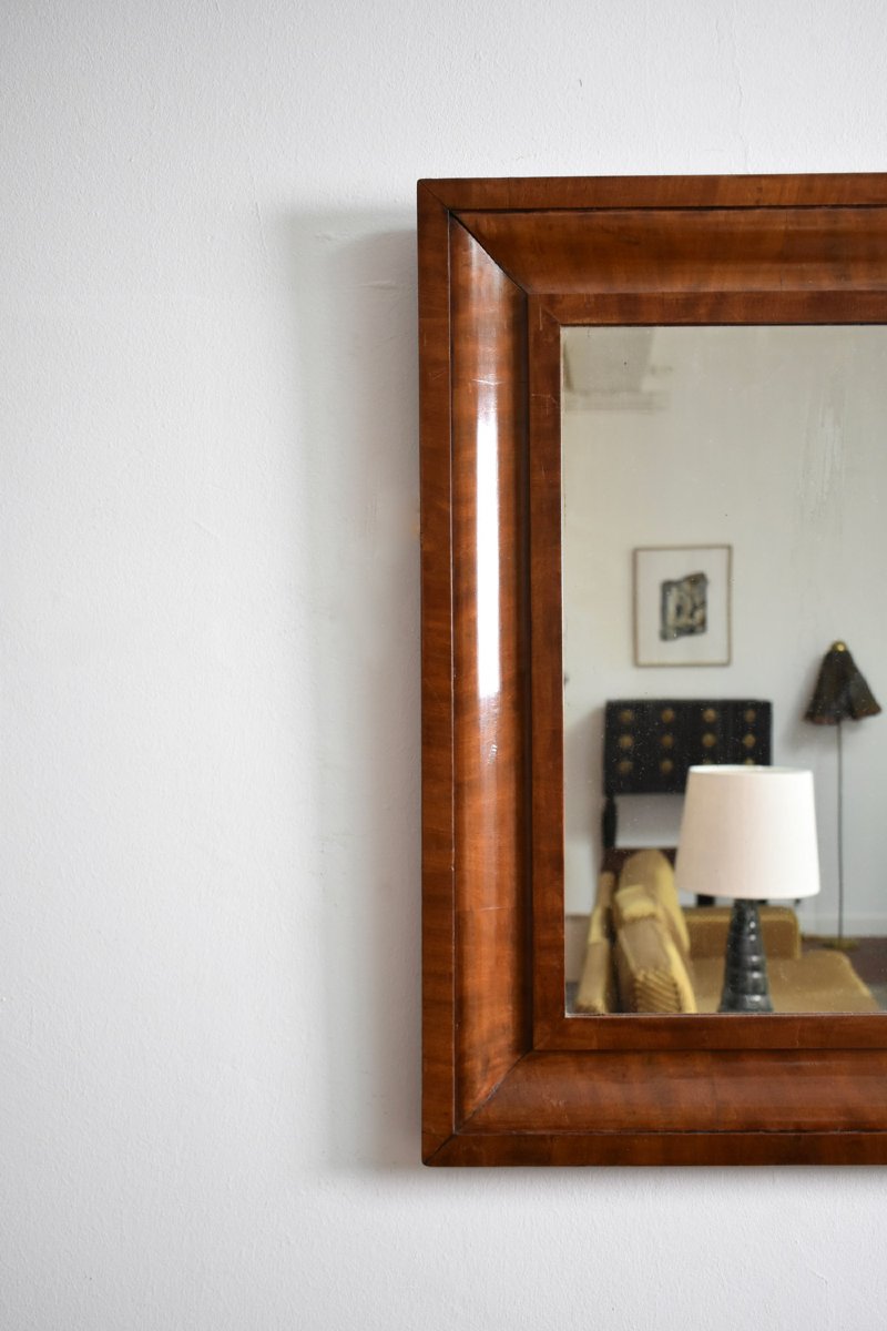 Miroir rectangulaire en acajou, années 1940.-photo-2