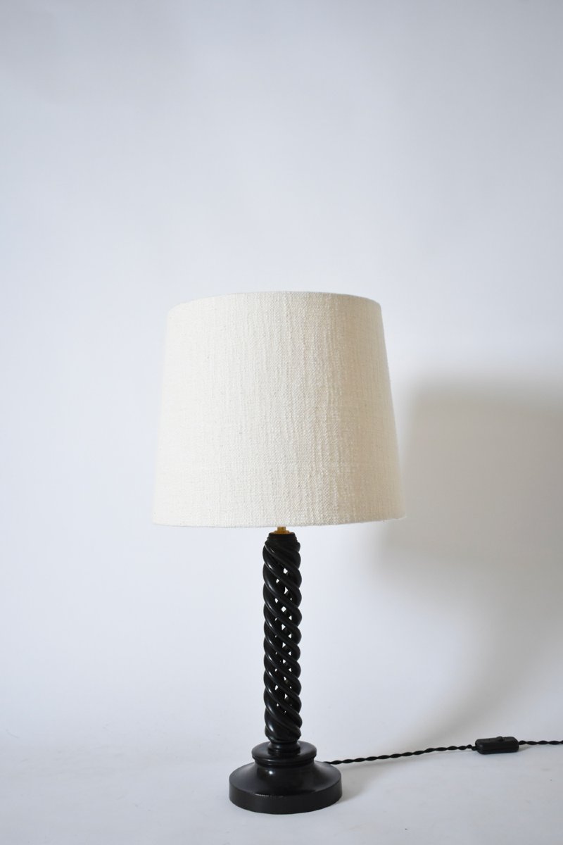 Turned Ebonised Wooden Lamp, 1960s.