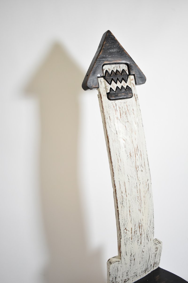 Pair Of Bicolor Tainted Wood Chairs Totems, 1980s-photo-2