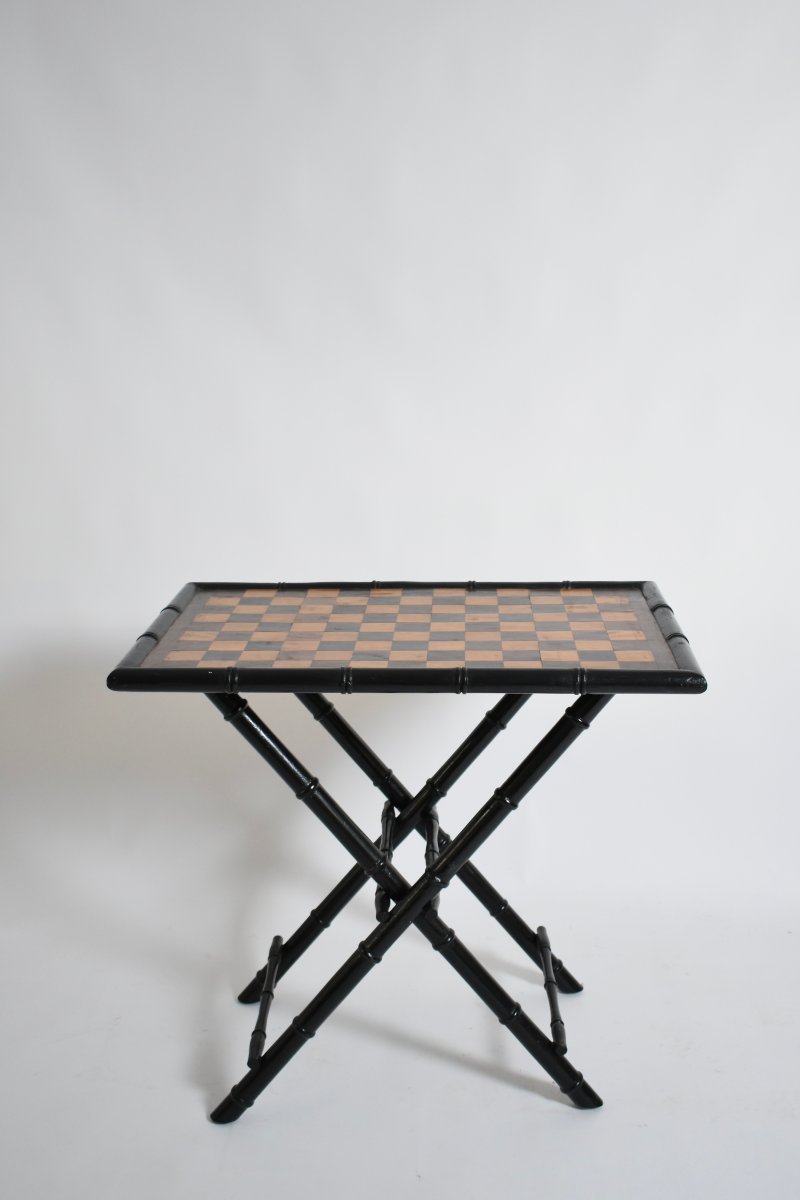 Ebonised Wood Faux Bamboo Table, 1960s.