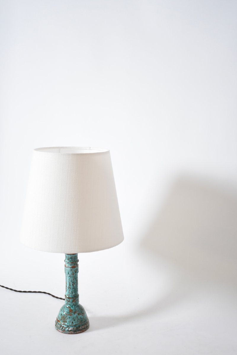 Pair Of Turquoise And Brown Lamps.-photo-4