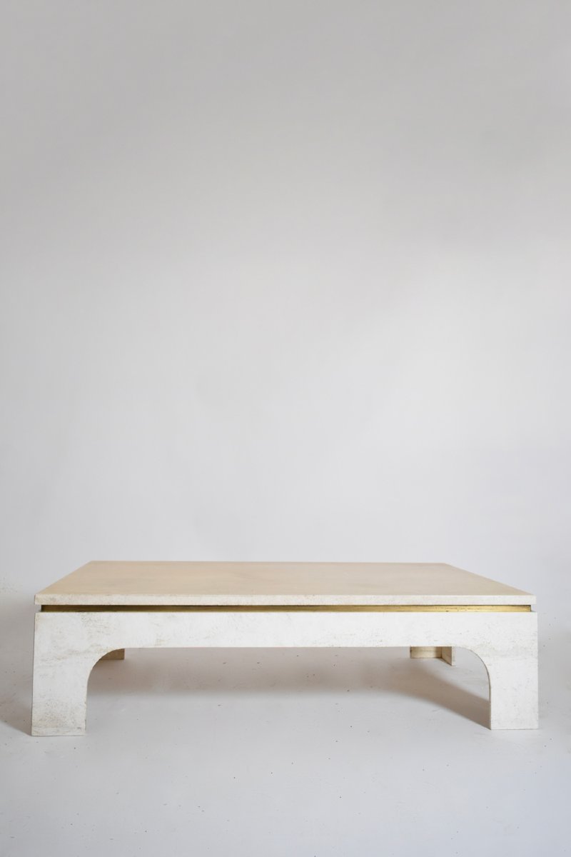 Table basse rectangulaire en travertin, années 1970.
