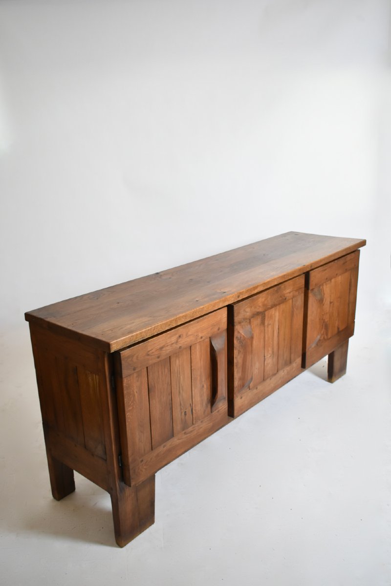 Buffet brutaliste en chêne, années 1950.-photo-3