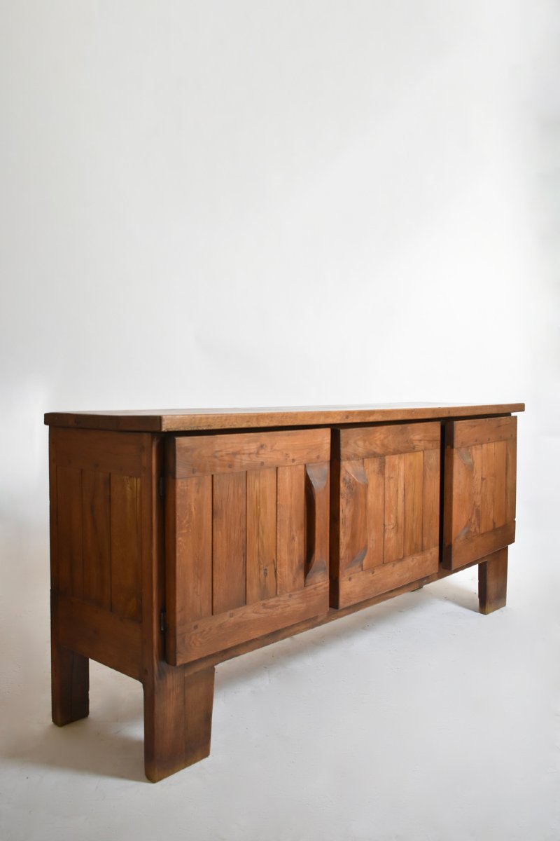 Buffet brutaliste en chêne, années 1950.-photo-4