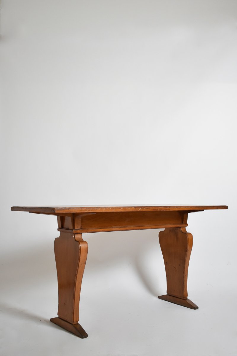 Console néoclassique en chêne, années 1950.-photo-4