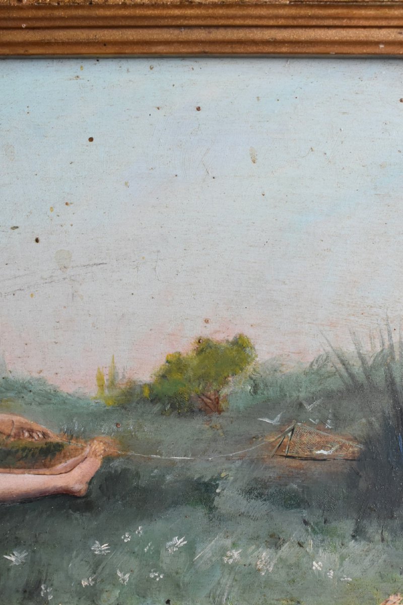 Peinture symboliste représentant une baigneuse nue, années 1900.-photo-1
