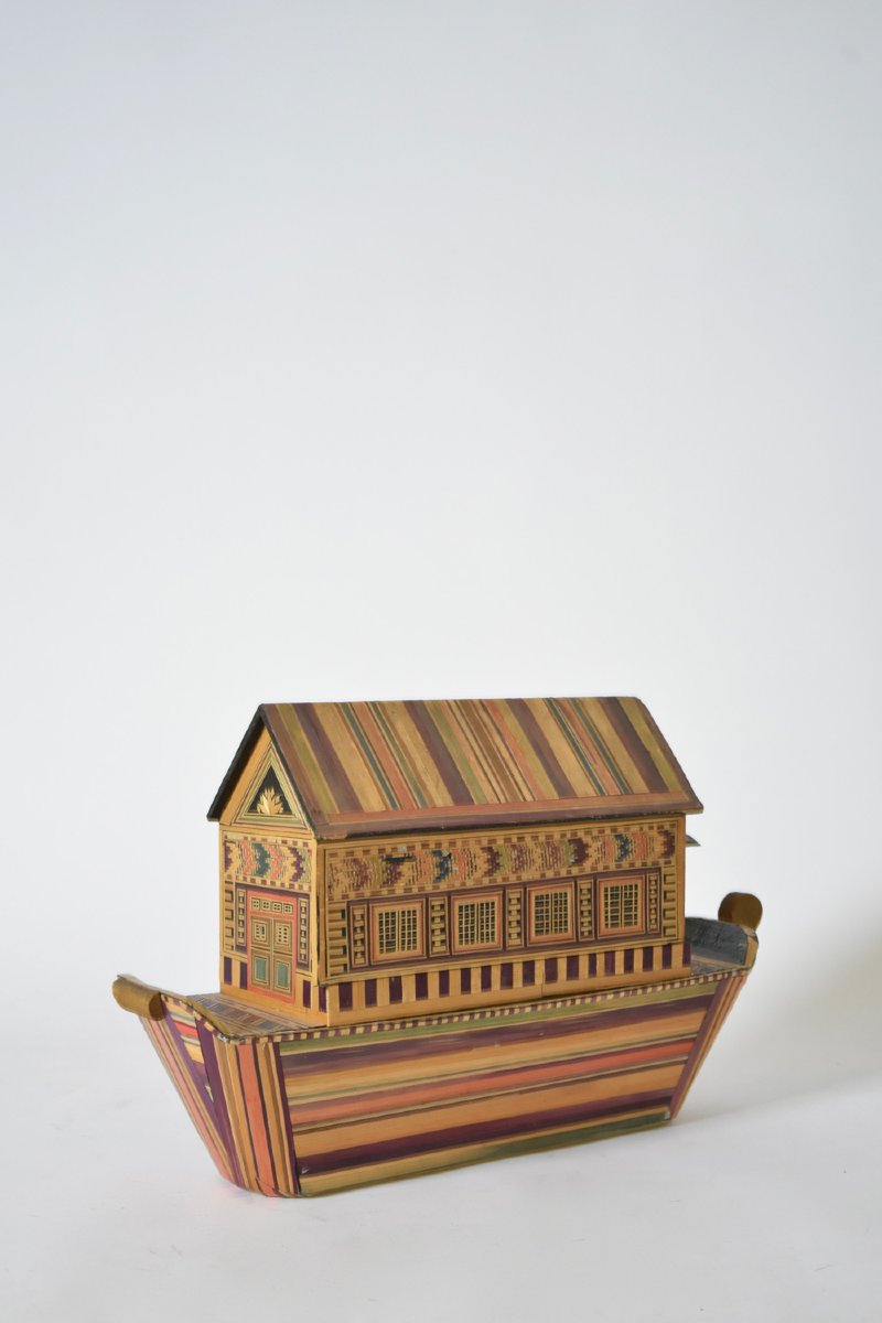 Straw Marquetry Box, 1970s.-photo-4
