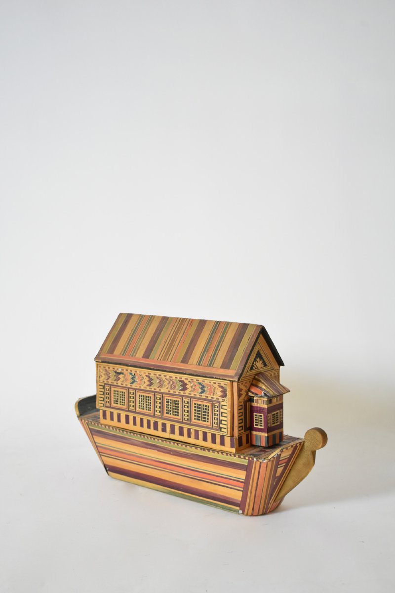 Straw Marquetry Box, 1970s.