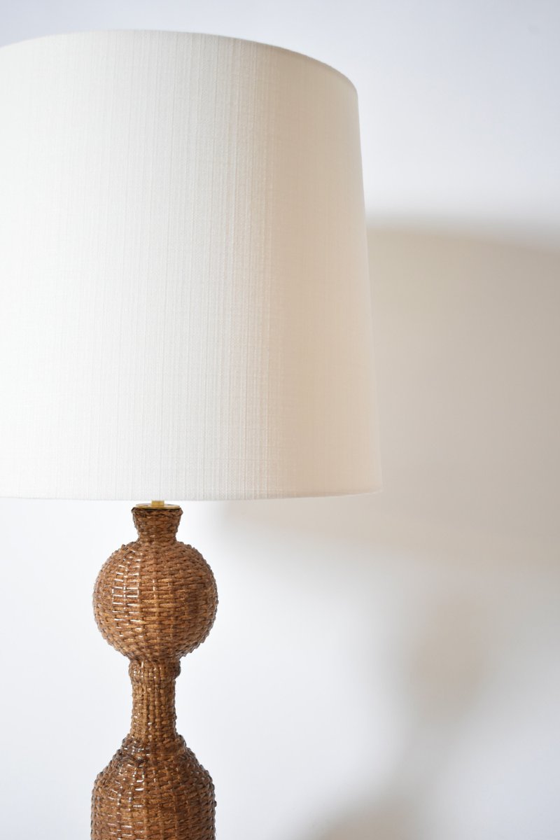 Rattan Skin Baluster Table Lamp, 1970s.-photo-2