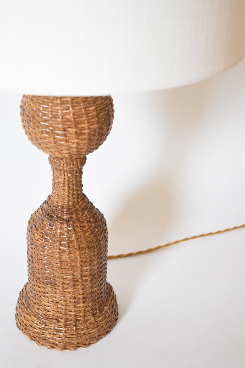 Rattan Skin Baluster Table Lamp, 1970s.-photo-3