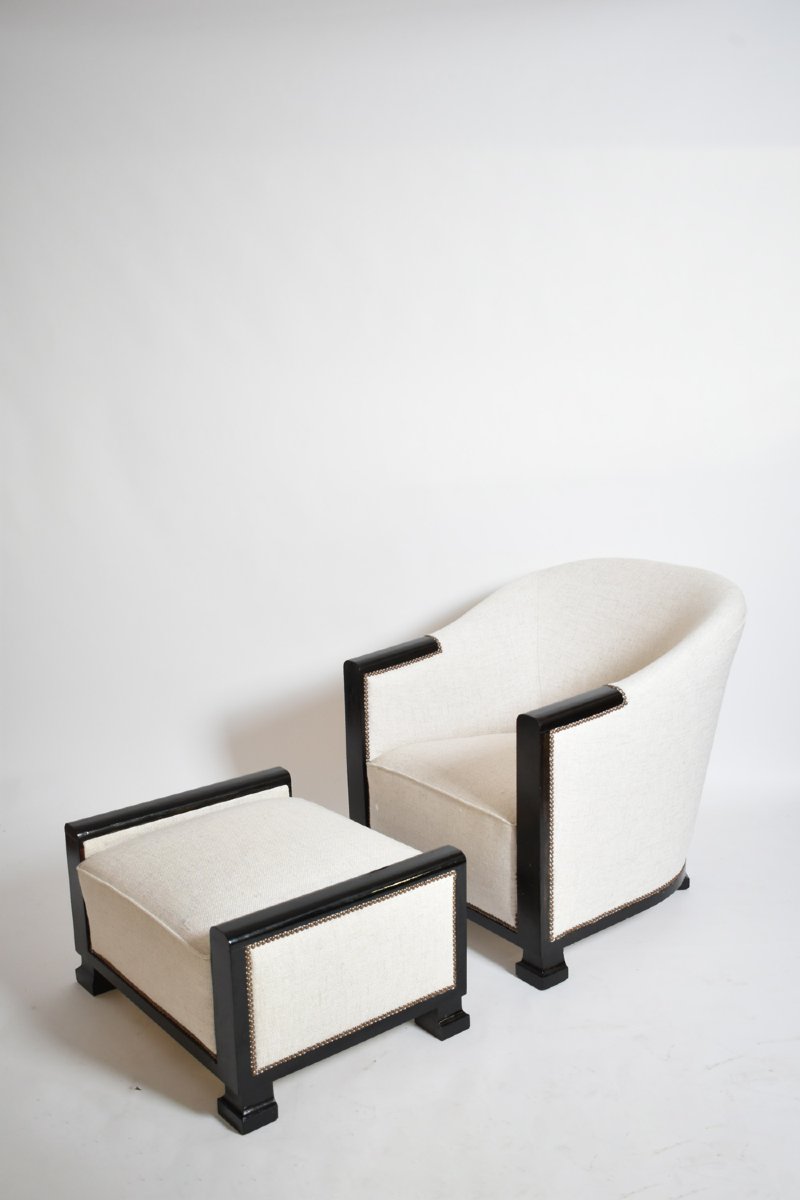 Abonised Wood Lounge Chair, 1930s.-photo-1