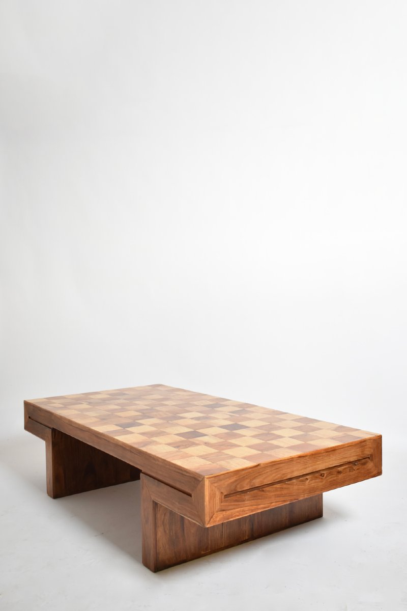 Chessboard Wooden Coffee Table, 1960s.-photo-3