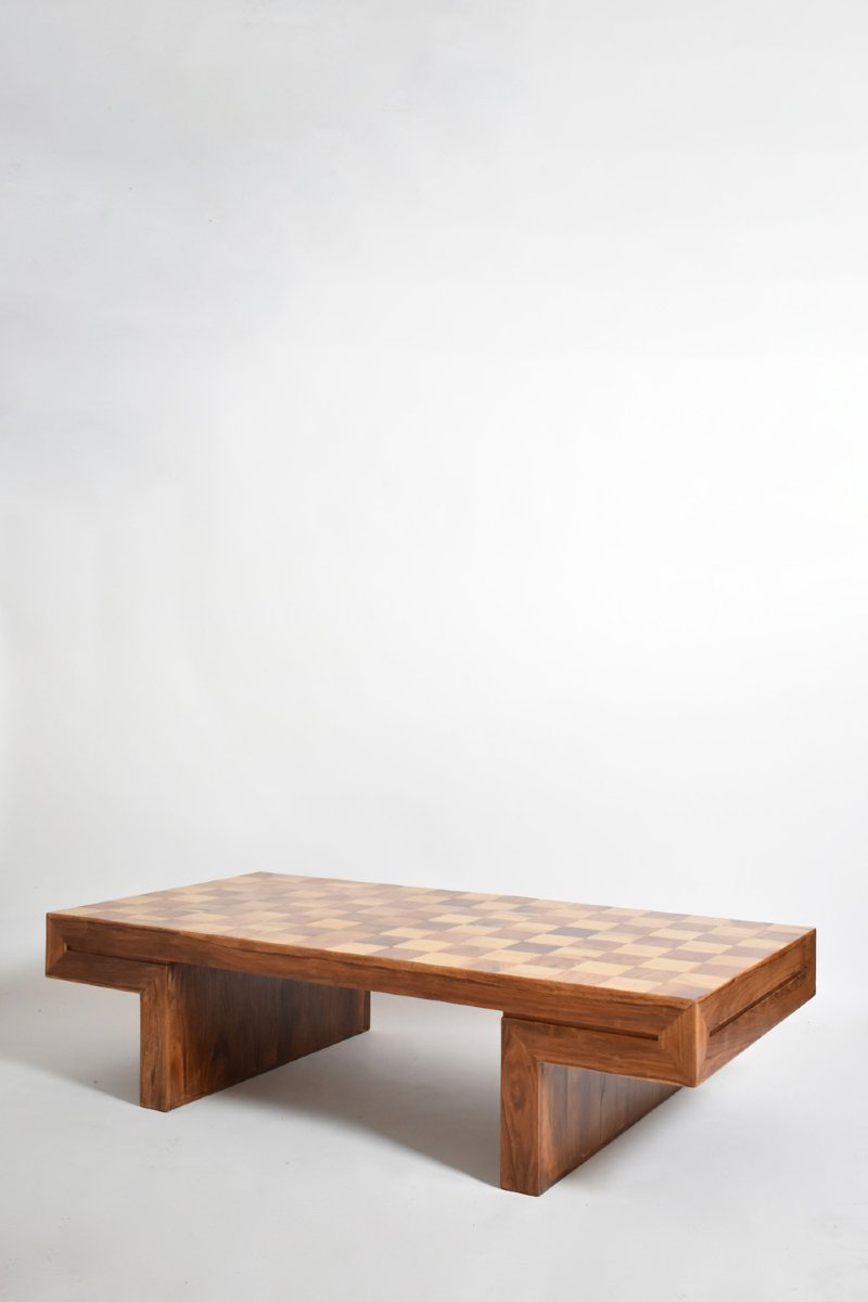 Chessboard Wooden Coffee Table, 1960s.