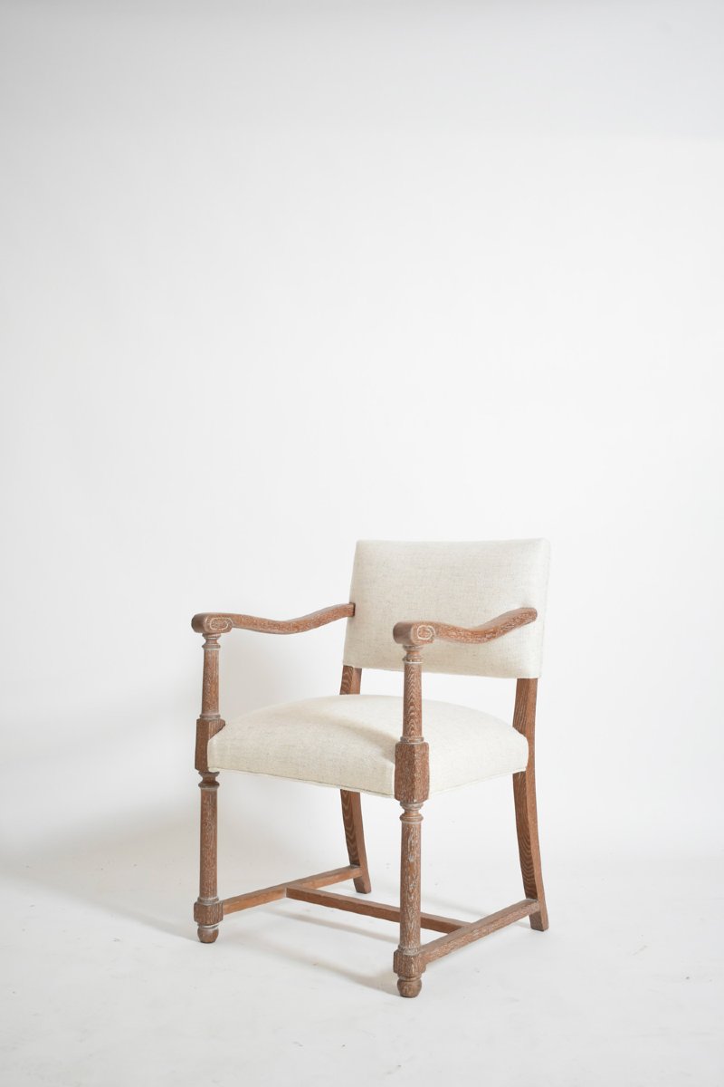 Pair Of Cerused Oak Armchairs, 1940s.-photo-2