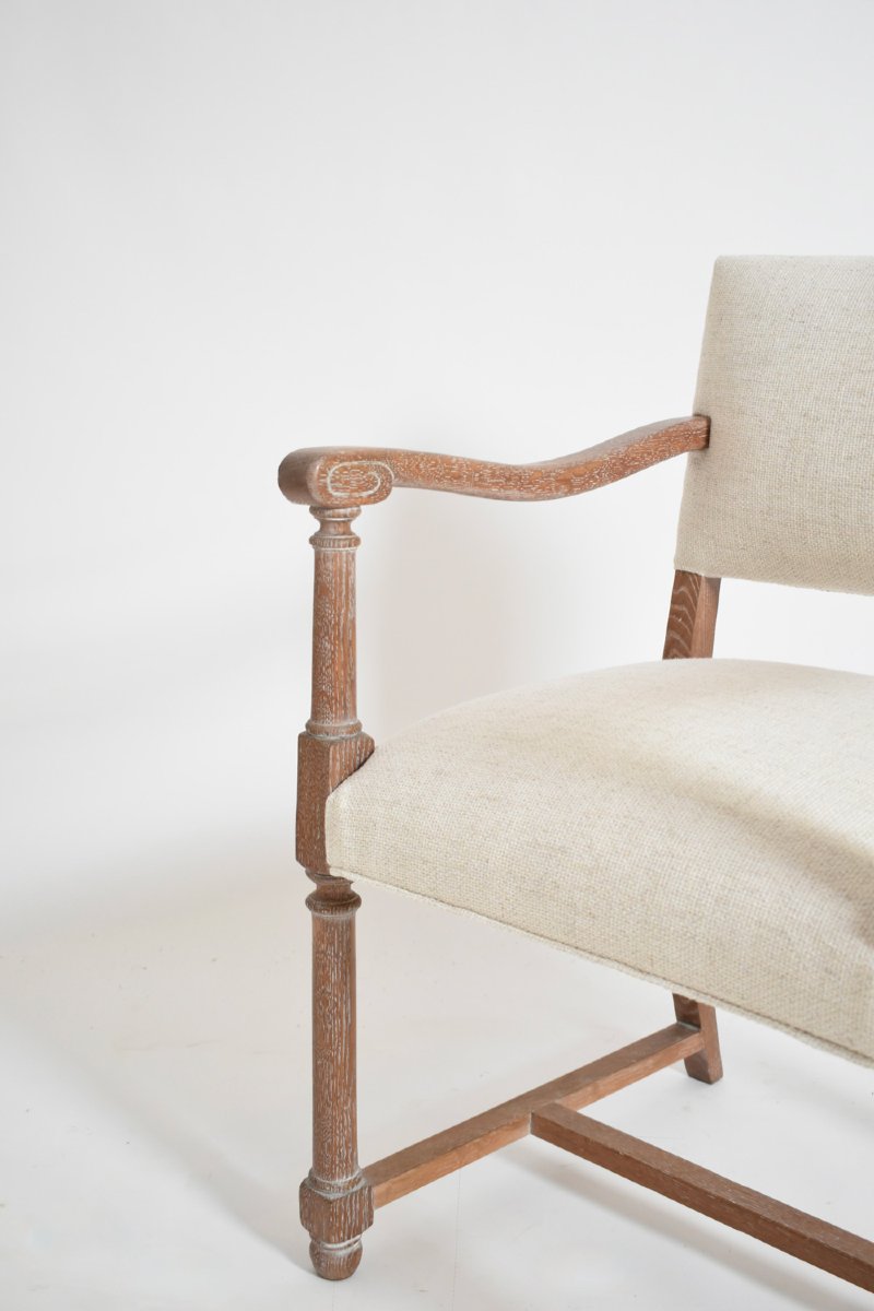 Pair Of Cerused Oak Armchairs, 1940s.-photo-3