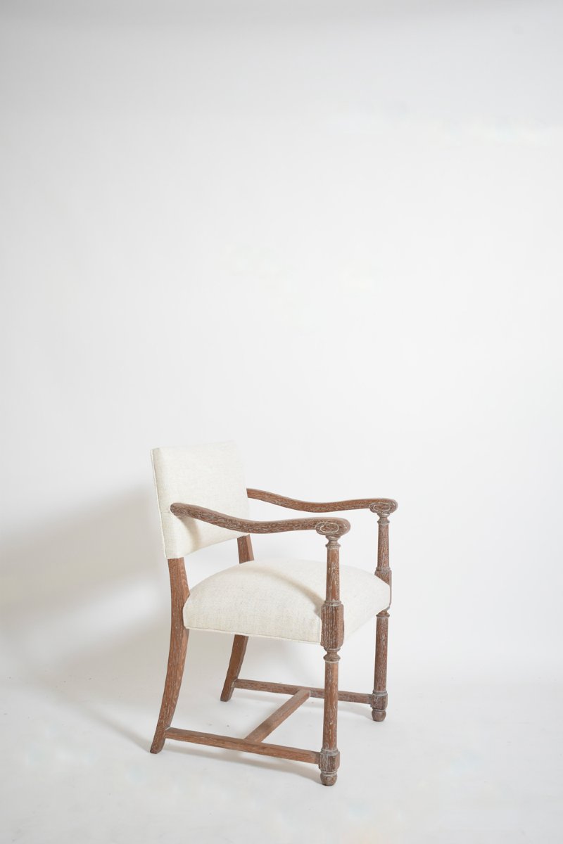 Pair Of Cerused Oak Armchairs, 1940s.-photo-1