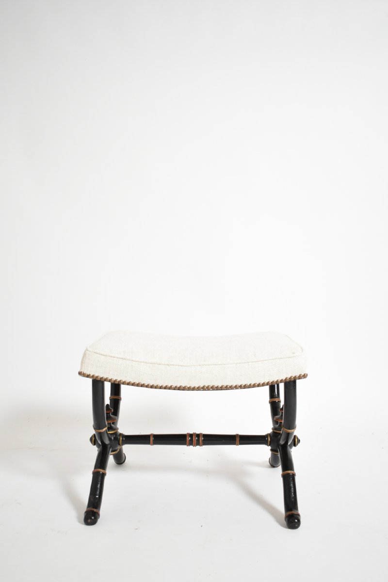 Tabouret curule de style Napoléon III en faux bambou, XIXe siècle.-photo-3