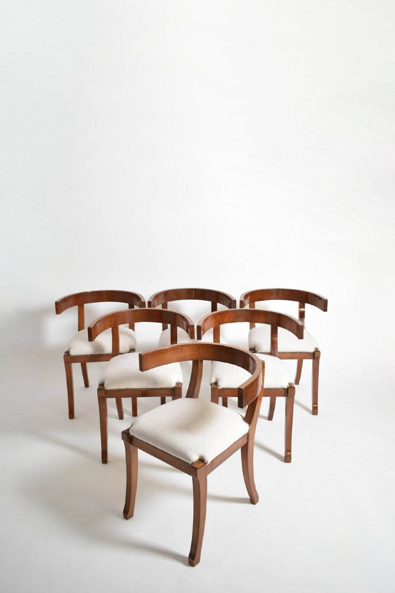 Set Of Six Etruscan Style Chairs, XIXth C.