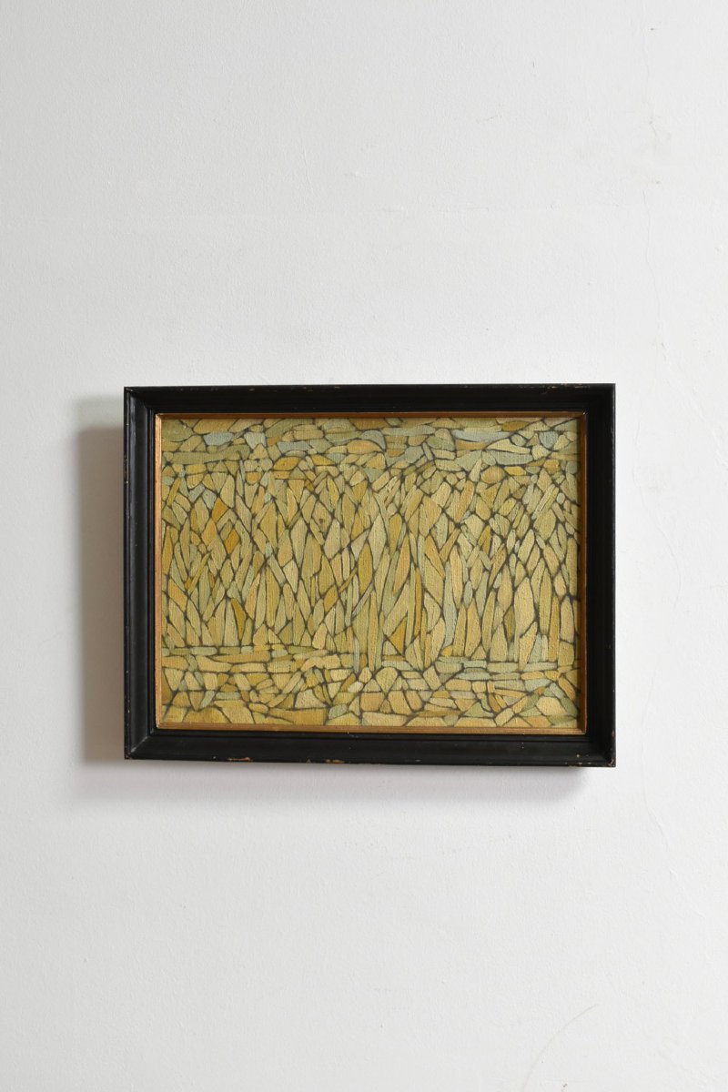 Composition abstraite », huile sur panneau, années 1960.-photo-2