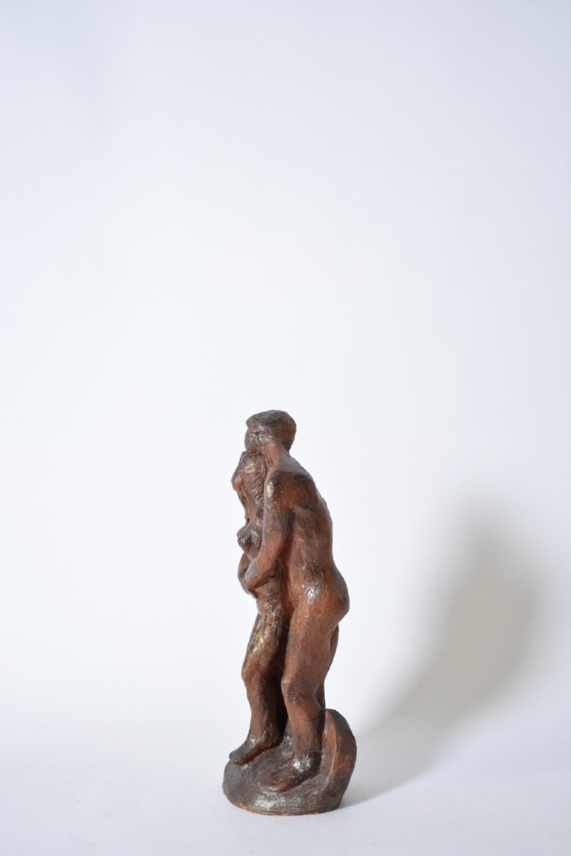 Embracing Couple Ceramic Sculpture, 1930s.-photo-4