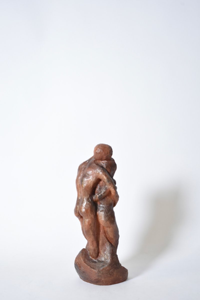 Embracing Couple Ceramic Sculpture, 1930s.-photo-1