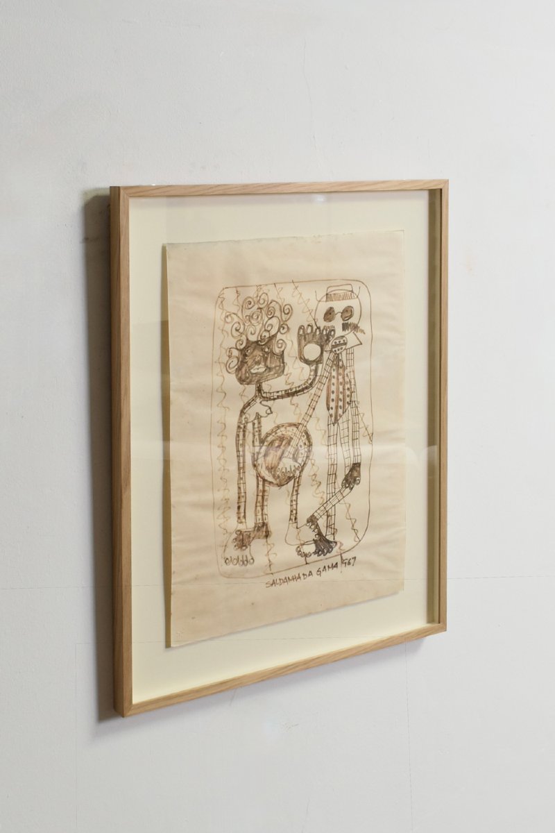 Dessin de Saldanha da Gama sur papier, années 1960.-photo-2