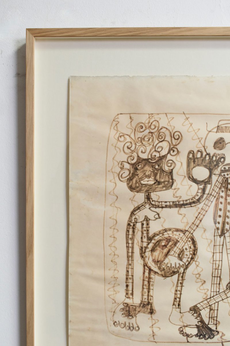 Dessin de Saldanha da Gama sur papier, années 1960.-photo-3