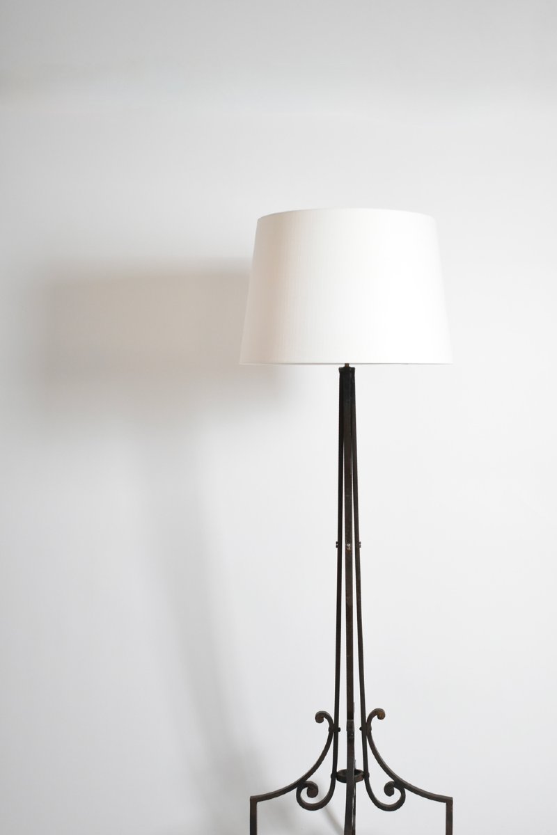 Neoclassical Wrought Iron Floor Lamp, 1960s.-photo-3