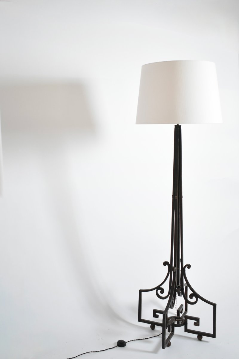 Neoclassical Wrought Iron Floor Lamp, 1960s.-photo-4