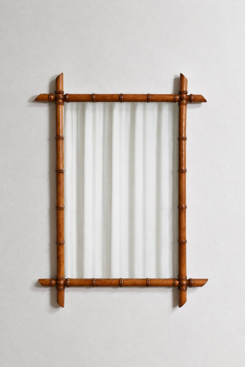 Paire de miroirs en bois façon bambou, années 1920.-photo-4
