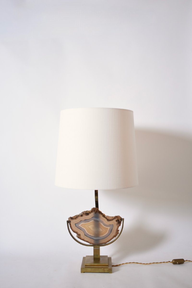 Agate And Brass Table Lamp, 1970s.