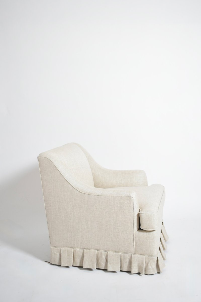 Pair Of Gray Fabric Fringe Armchairs, 1940s.-photo-4