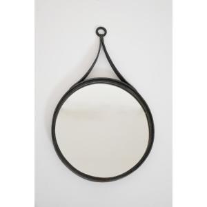 Marolles Style Brutalist Round Mirror, 1960s.