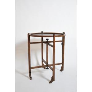 Table de jeu de voyage en chêne, années 1910.