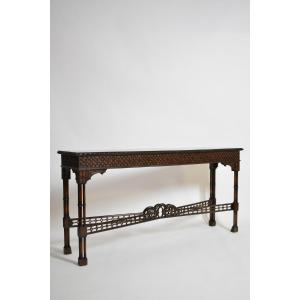 Chippendale Carved Wood Console Table, XIXth C.