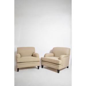 Pair Of Jean-michel Frank Style Armchairs, 1960s.