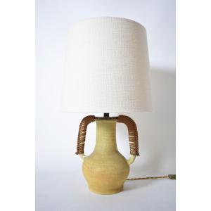 Ceramic And Rope Two Handles Lamp, 1970s.