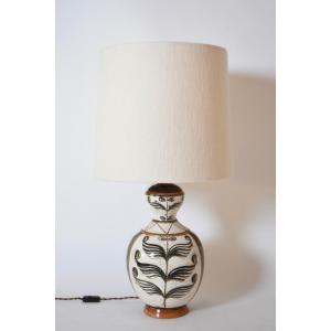 Large Glazed Ceramic Lamp In Baluster Shape, 1950s.