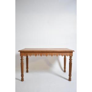 Turned Oak Rustic Console Table, XIXth C.