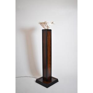 Lampadaire en bois et plâtre, années 1930