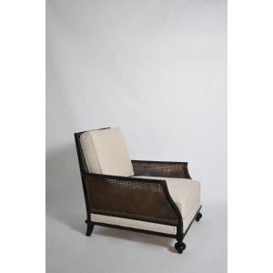 Canning And Carved Wood Armchair, XIXth C.