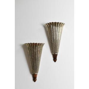 Paire d'appliques en forme de corne, années 1920.