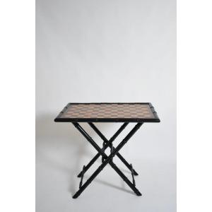 Table pliante en bois ébonisé imitation bambou, années 1960.