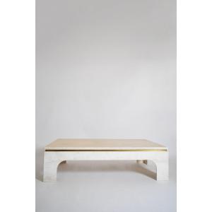 Table basse rectangulaire en travertin, années 1970.
