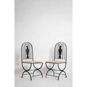 Pair Of Wrought Iron Bird Cage Chairs, 1960s.
