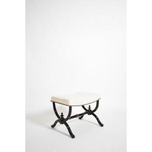 Tabouret curule de style Napoléon III en faux bambou, XIXe siècle.