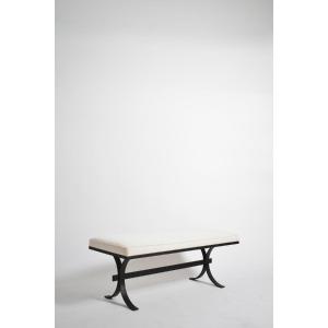 Banc brutaliste en fer brut, années 1960.