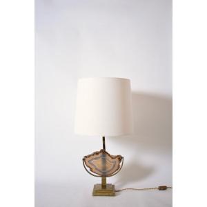Agate And Brass Table Lamp, 1970s.