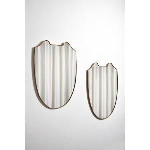 Pair Of Italian Brass Mirrors, 1950s.